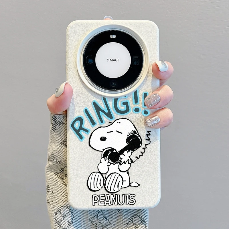 史努比适用华为Mate60Pro手机壳皮纹P50/40创意苹果15个性防摔