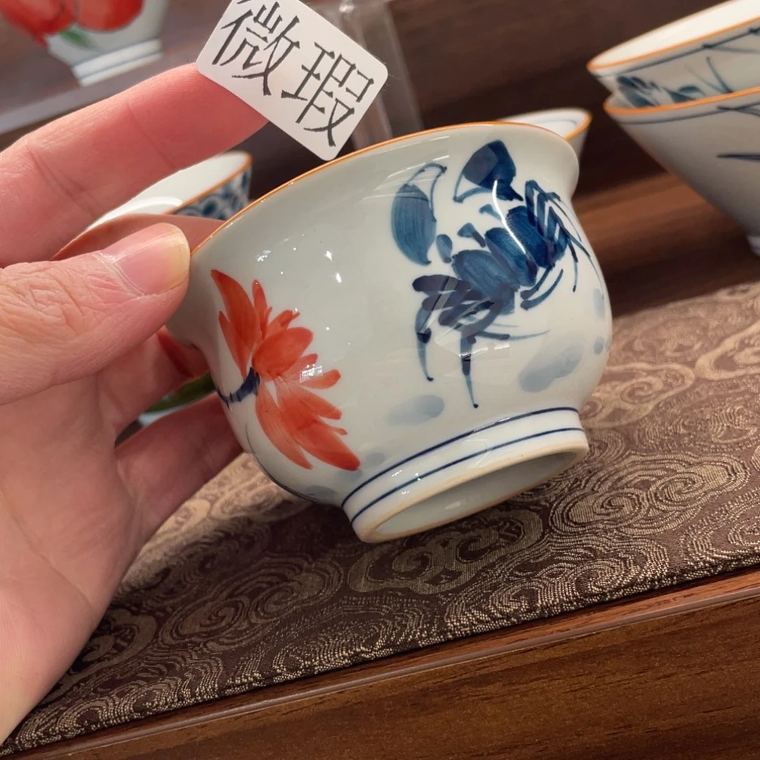 釉下手绘茶具微瑕