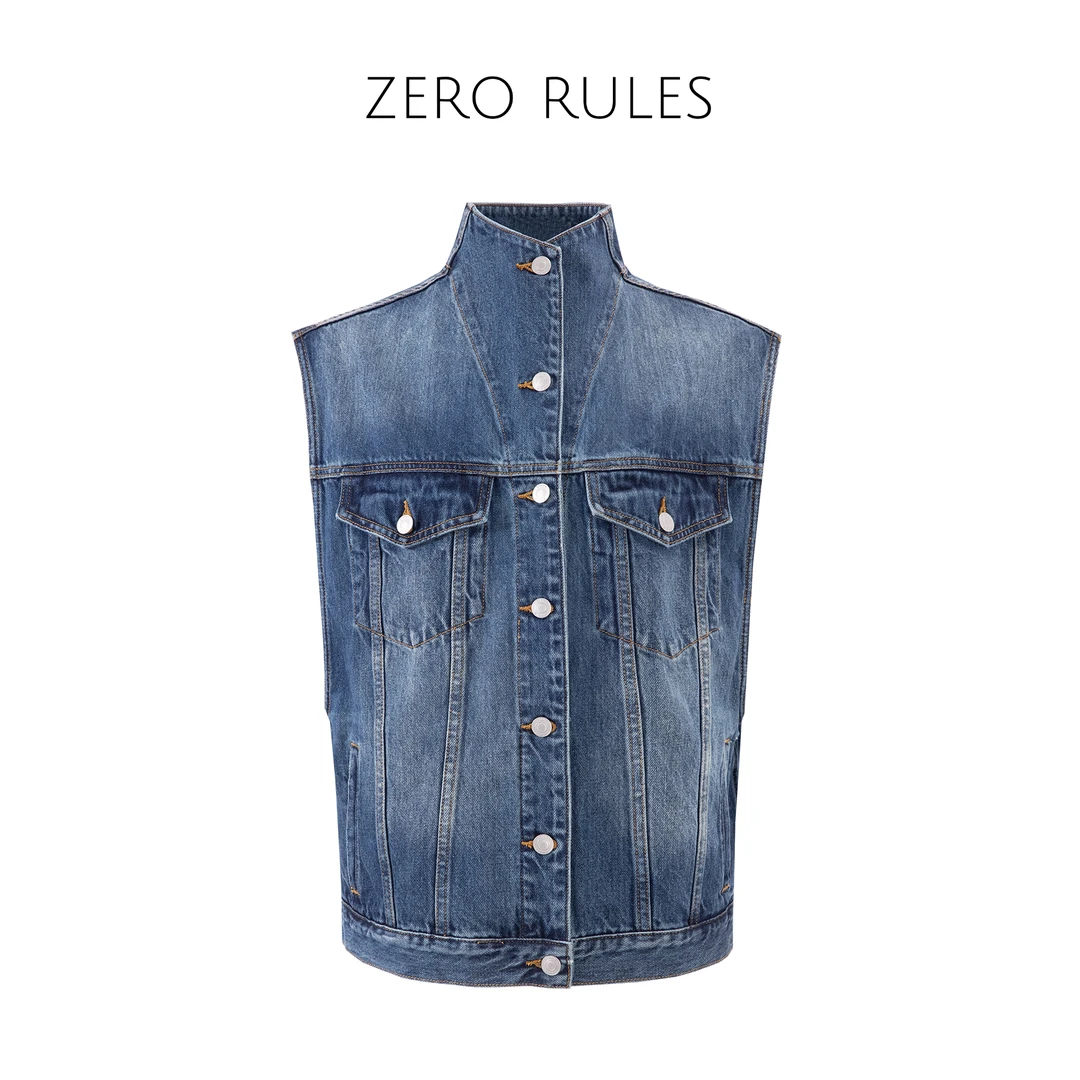 25032939【阿莱雅牛仔马甲】高定Y版水洗棉 重磅洗水牛仔马甲