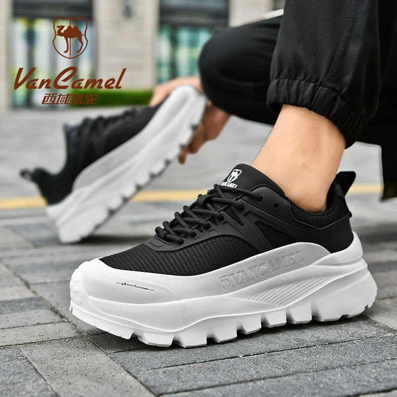 VANCAMEL/西域骆驼休闲时尚户外百搭青少年系带增高防滑网面鞋