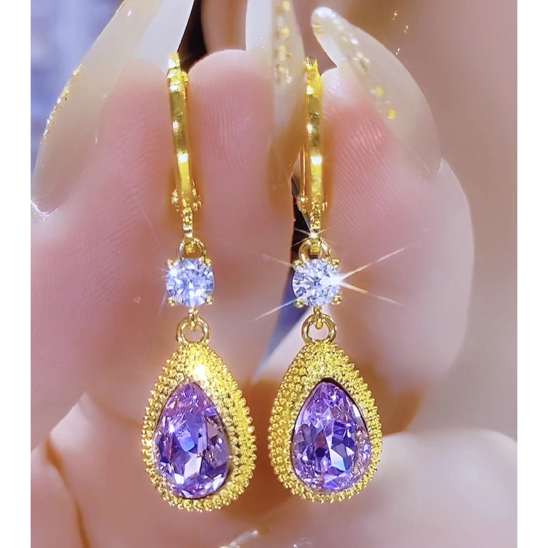 铜合金合成锆石耳饰 网红气质百搭时尚小众榴莲耳环