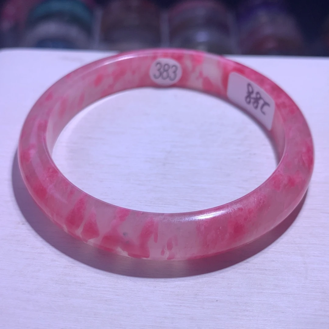 手镯银S925镶嵌水晶樱花玛瑙60.5圈383