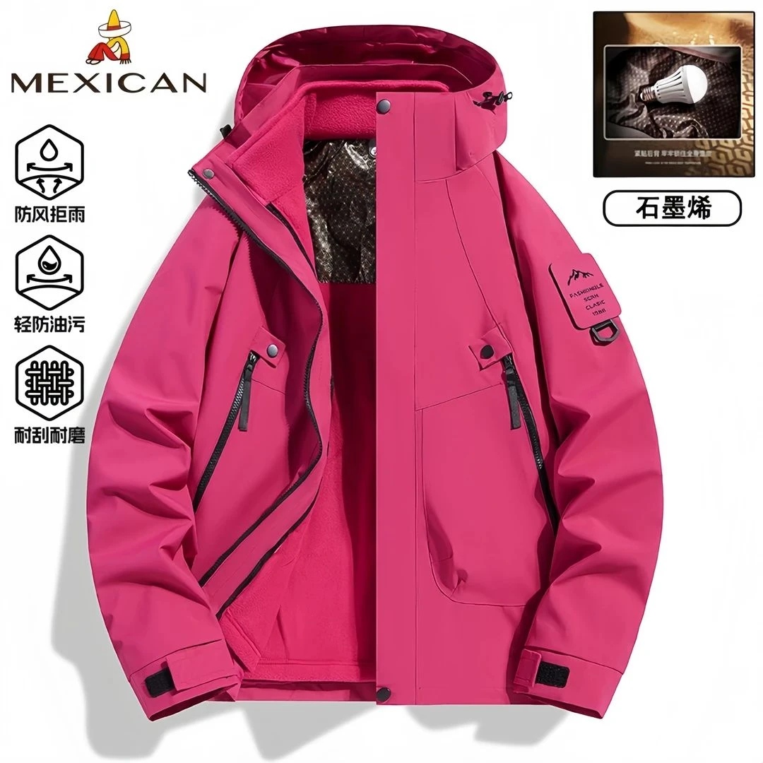 稻草人秋冬季休闲防风情侣防水长袖防寒男士山系风宽松加厚夹克