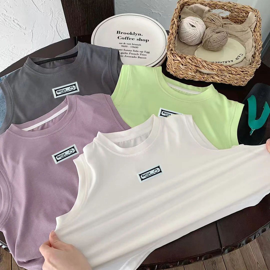 儿童春夏季清凉莫代尔背心内穿打底休闲无袖上衣坎肩百搭宽松简约