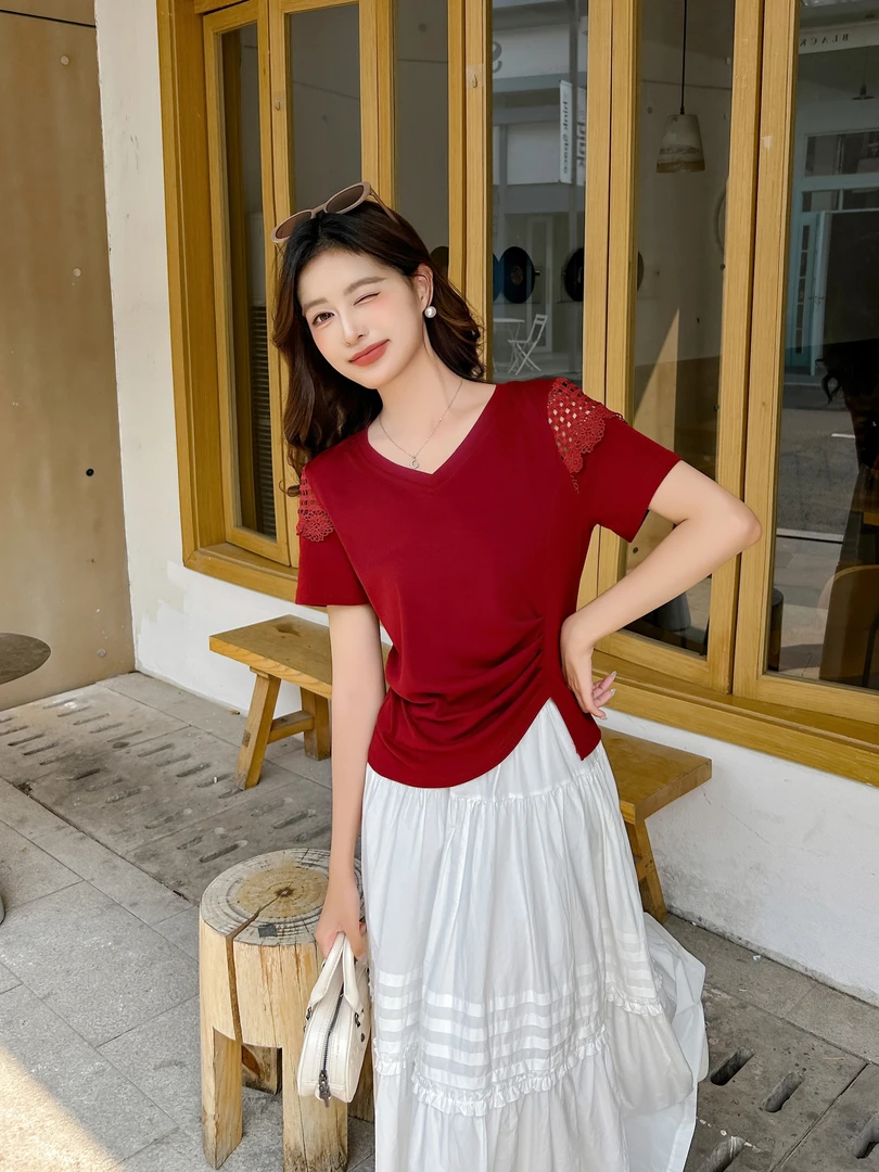 2505 夏季女士国风不规则T恤-MC