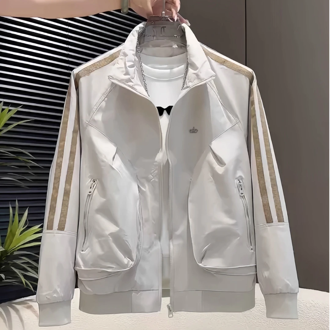 莱蒙璀秋春季男士休闲夹克户外潮流百搭时尚外套织带拼接立领酷帅