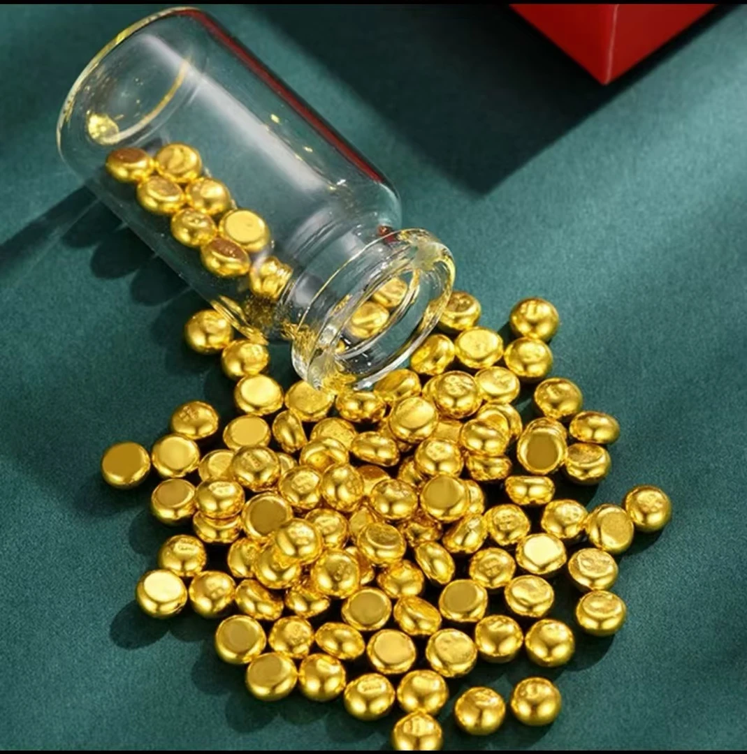 金色可收藏金豆子实心摆件玻璃瓶收纳珍藏可融化改款