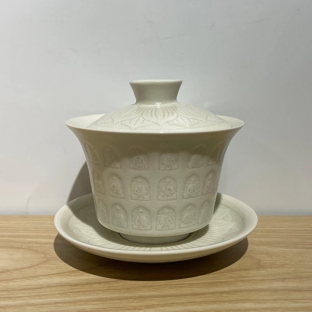 喜嘉茶器【活力万佛盖碗】三才盖碗可悬停泡茶碗