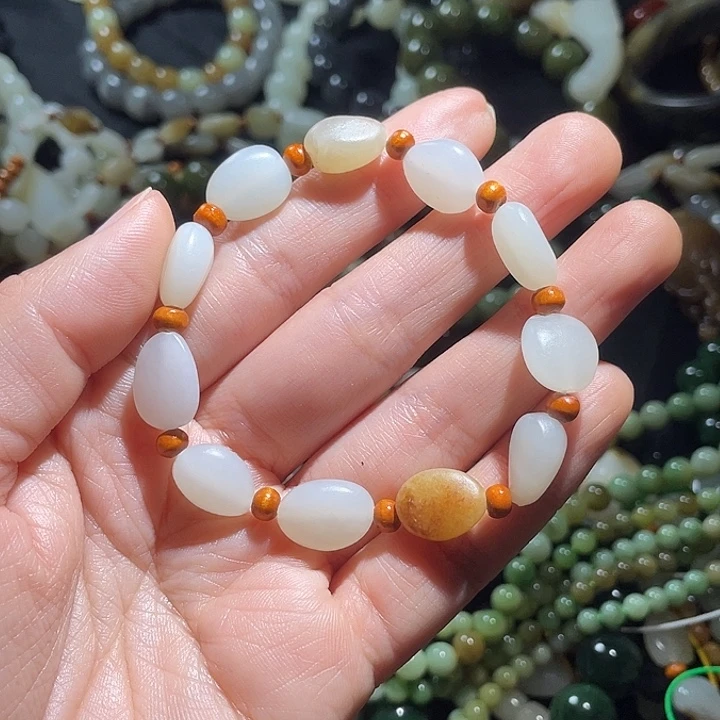 未镶嵌手链和田玉土*圆