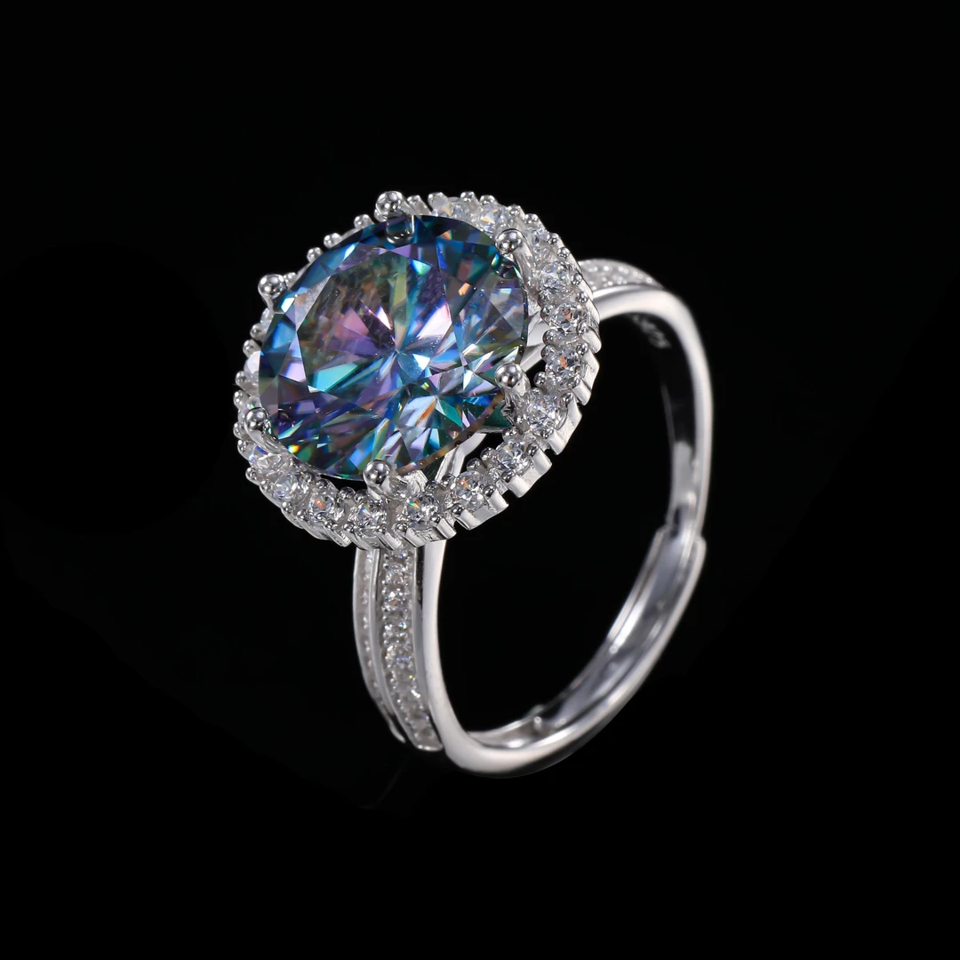 925银莫桑石戒指 ——木木（SY4396）MQ-0387B  5克拉 开口戒指经典