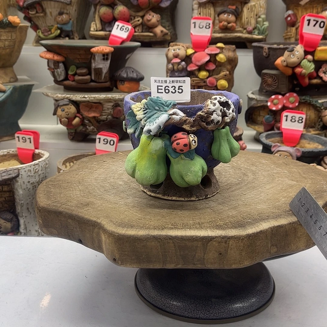 花盆635白狐花盆手捏