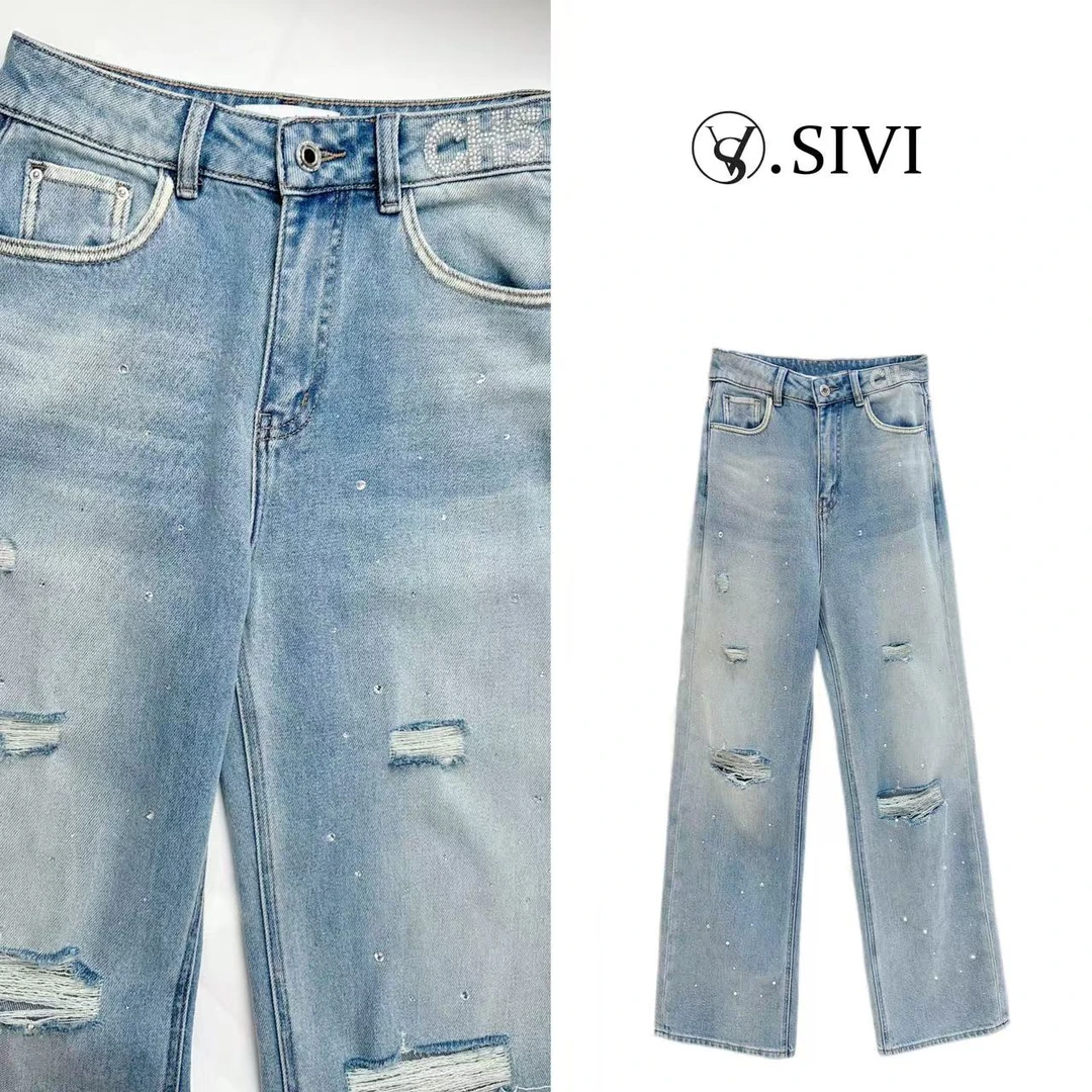 【星际漫游】2025春季新款时尚休闲破洞牛仔裤H1595