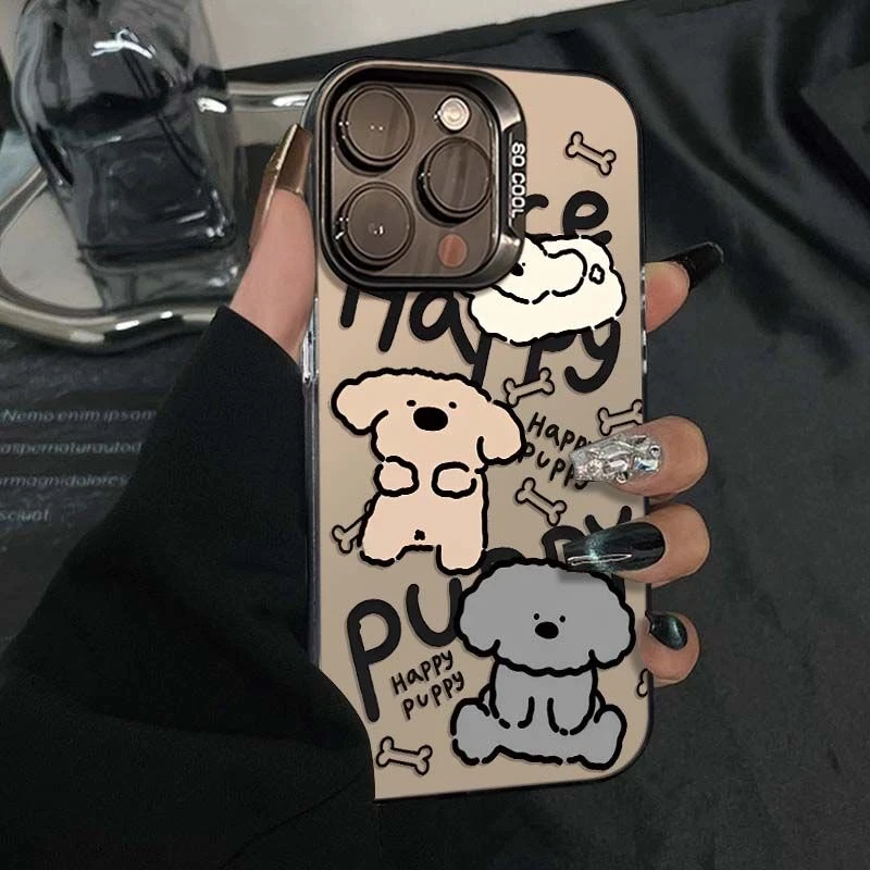 彩银字母狗适用苹果16ProMax手机壳15Pro苹果iPhone17女14防摔13P
