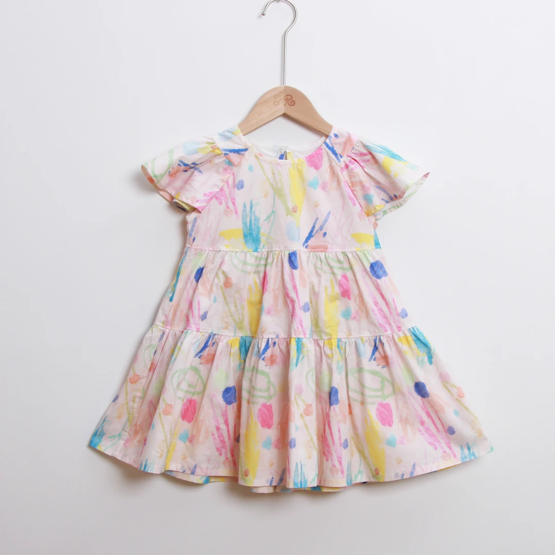 女童韩版涂鸦连衣裙时尚夏装2025新款宝宝中大童儿童碎花夏季裙子