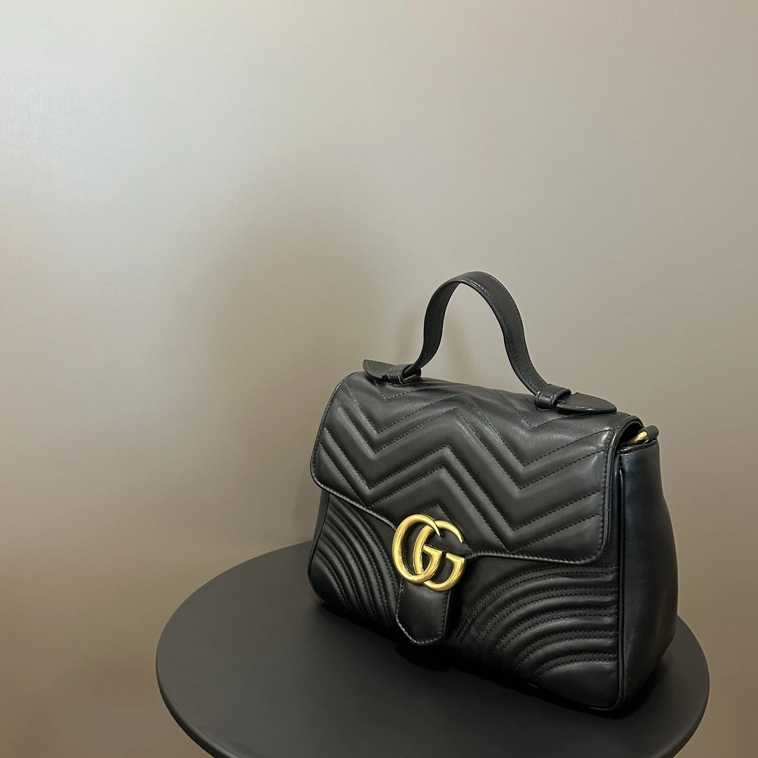 95新 GUCCI/古驰 古驰/黑金马蒙手提斜挎包/送中检/3144