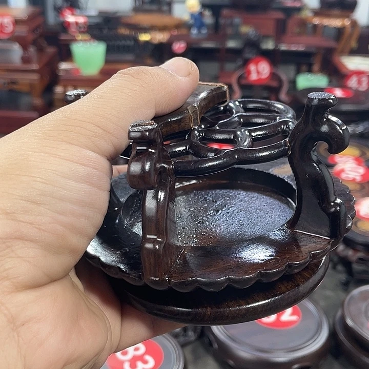 蔚***風琉璃手工艺品红木底座工艺品