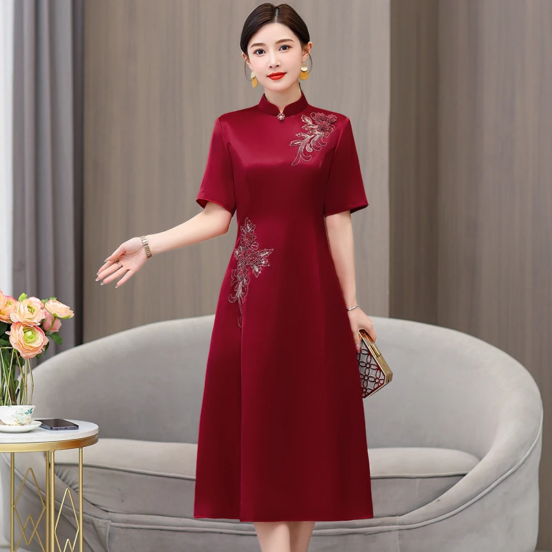 高级感上档次连衣裙女中老年妈妈新款婚礼喜婆婆婚宴礼服高端结婚