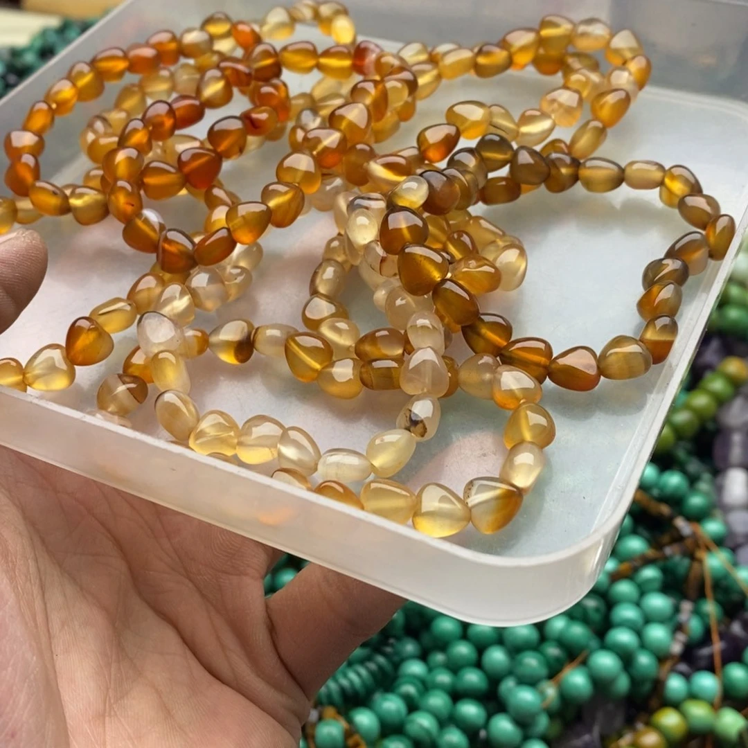 玛瑙/玉髓未镶嵌珠宝半成品一条天然8mm玛瑙桃心手链D191