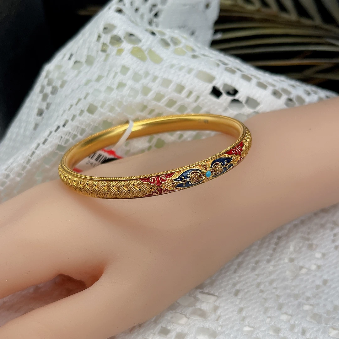 合金手镯 11镂空宽面时尚手镯手工气质轻奢百搭复古金色重工中古