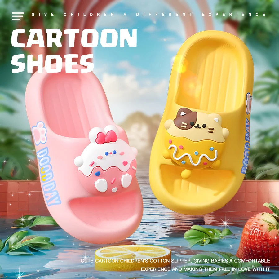 BINGAN女卡通一字拖兔兔恐龙饼干公主凉拖鞋凉拖鞋夏季居家外穿
