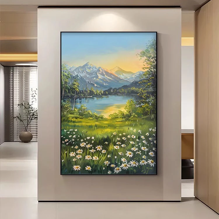 【山水聚宝】砂岩材质轻奢入户玄关装饰画过道挂画客厅沙发背景墙画