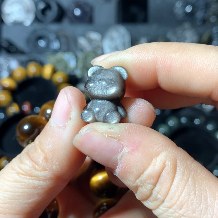 【闪购商品】黑曜岩珠宝奇石未镶嵌一***虫手机挂件