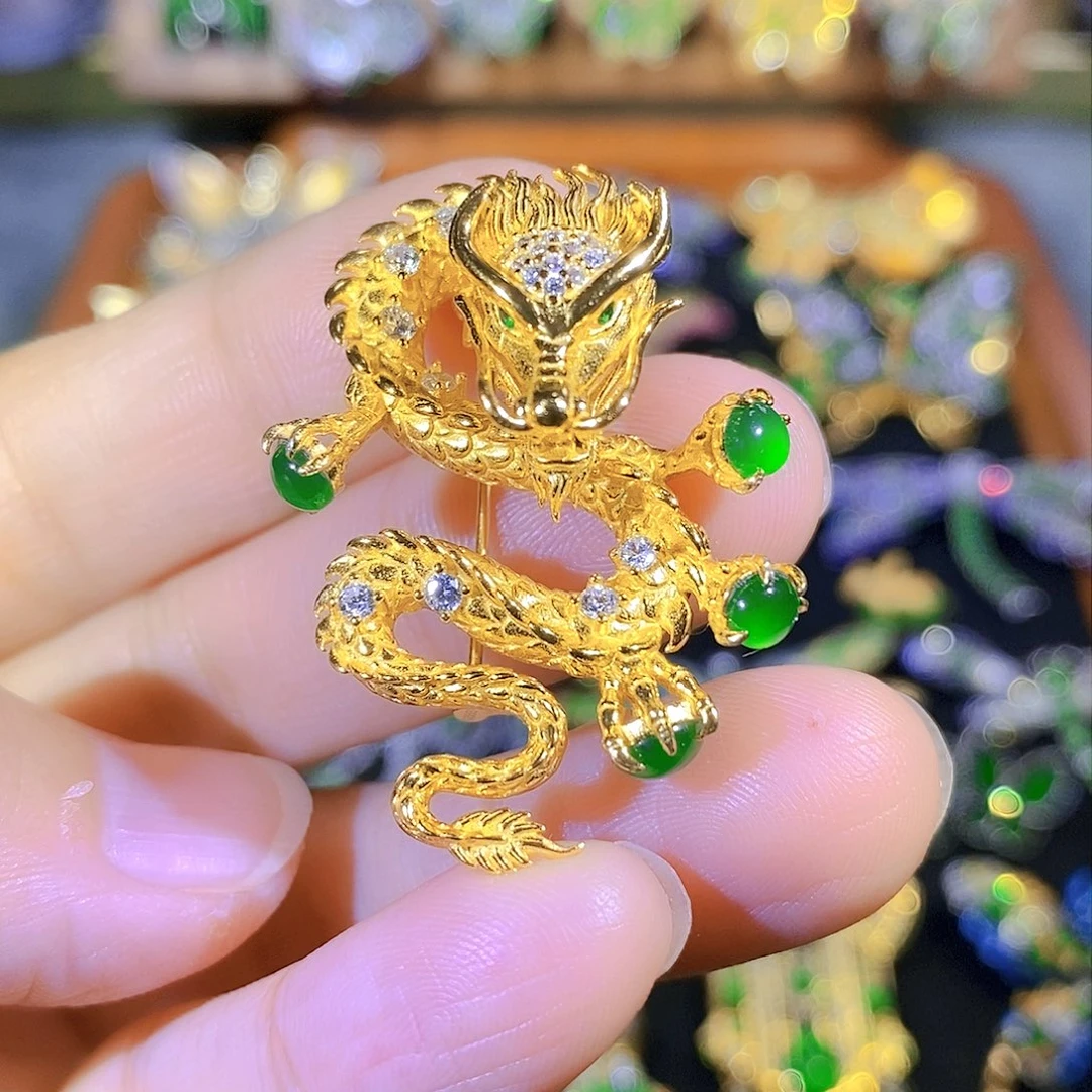 吊坠(不含链)银S925镶嵌翡翠