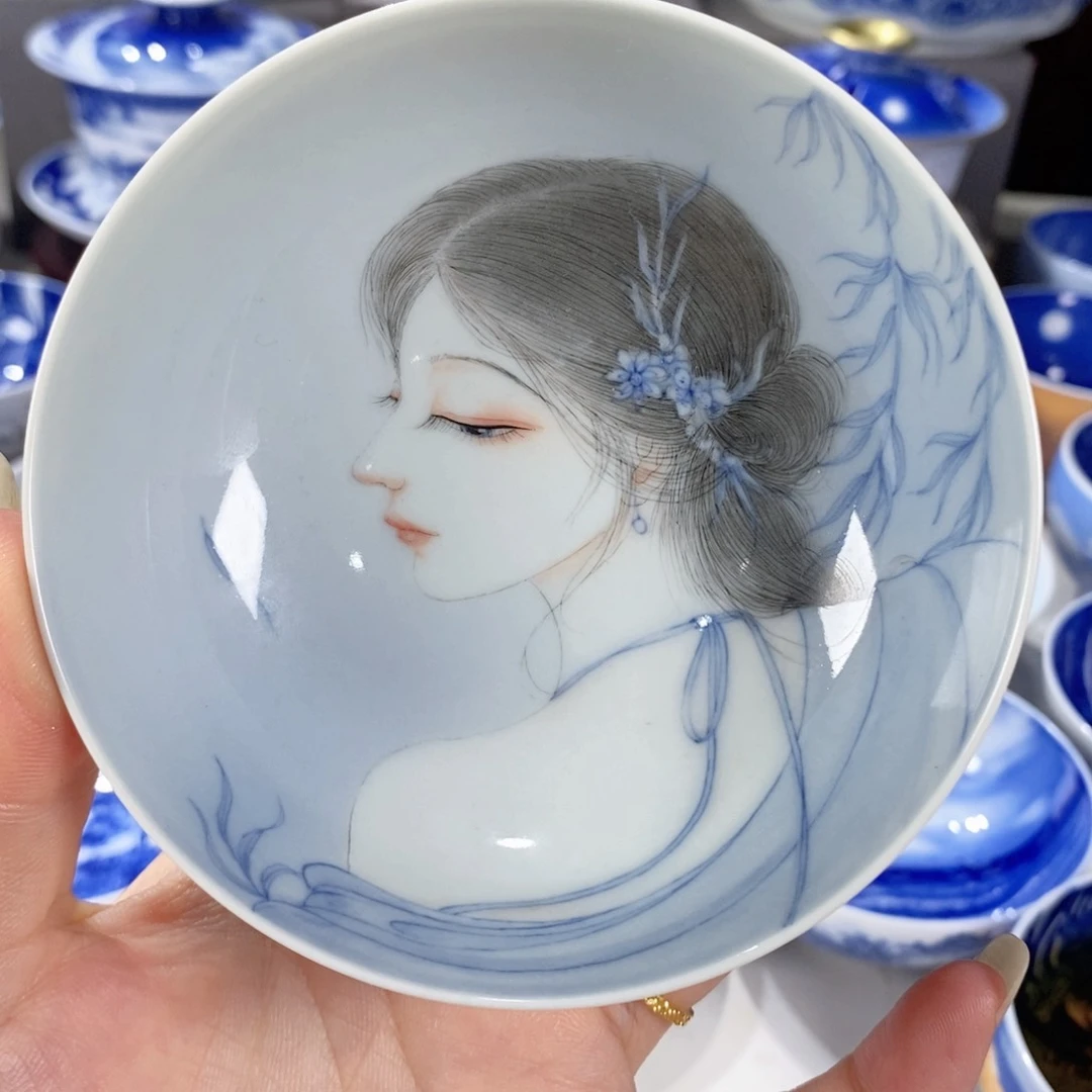 杯青花美女主人杯杯