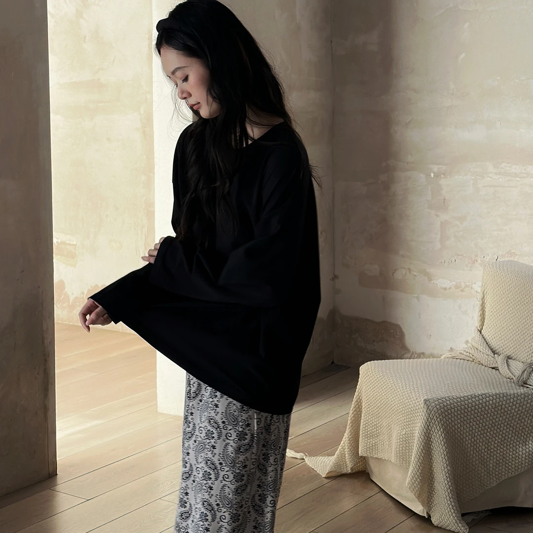 及好睡衣女春秋季纯棉黑色长袖波点裤可外穿高级感家居服秋冬套装