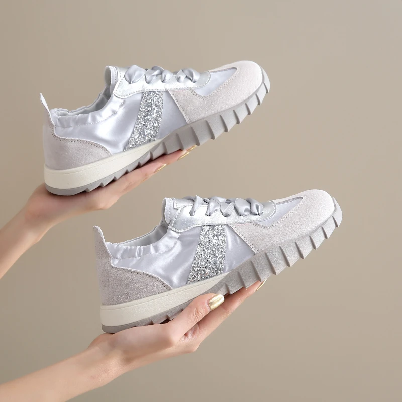 女生复古阿甘鞋缎面德训鞋厚底百搭芭蕾学生板鞋GL10