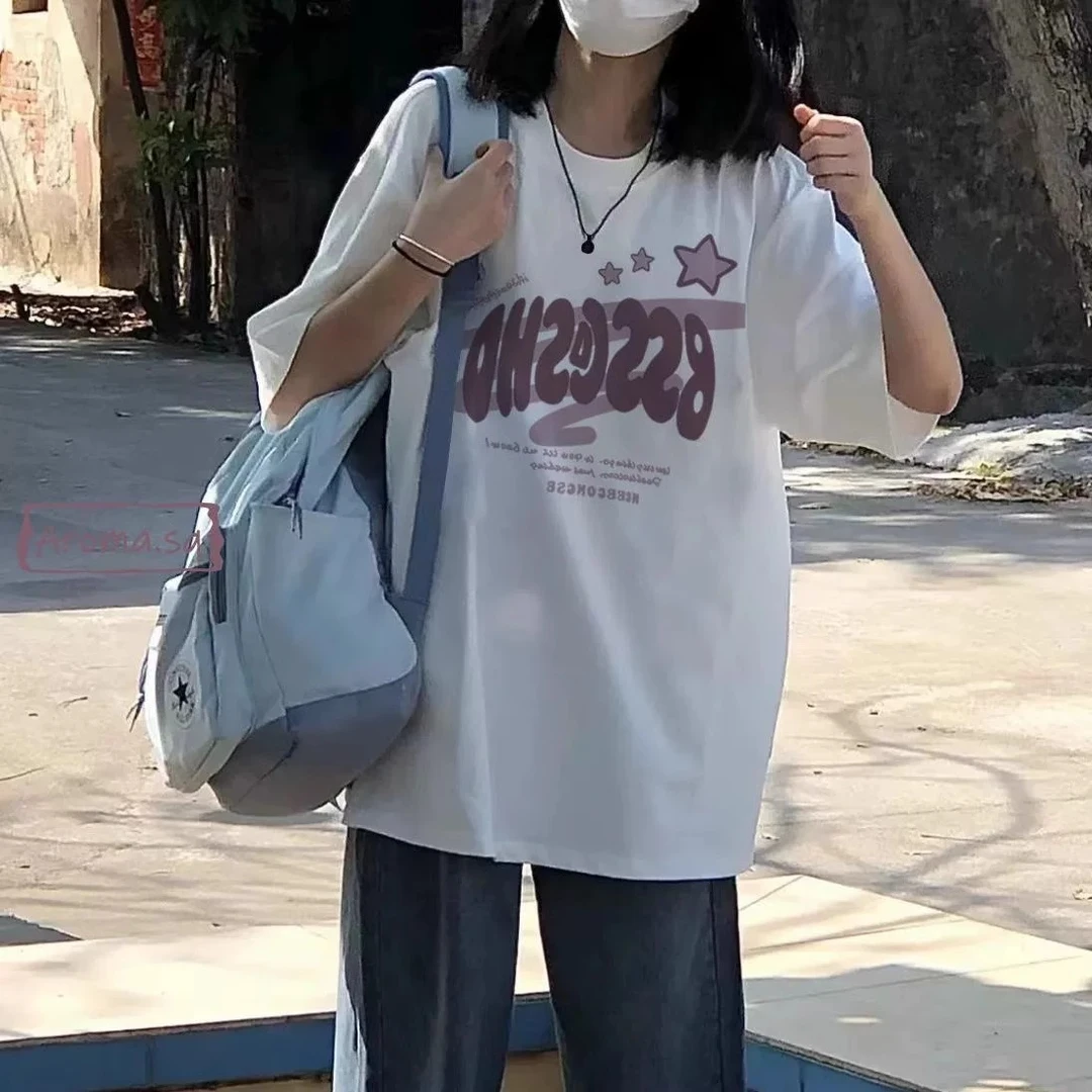 女童短袖T恤2025夏季新款中大童纯棉设计感小众宽松百搭半袖上衣