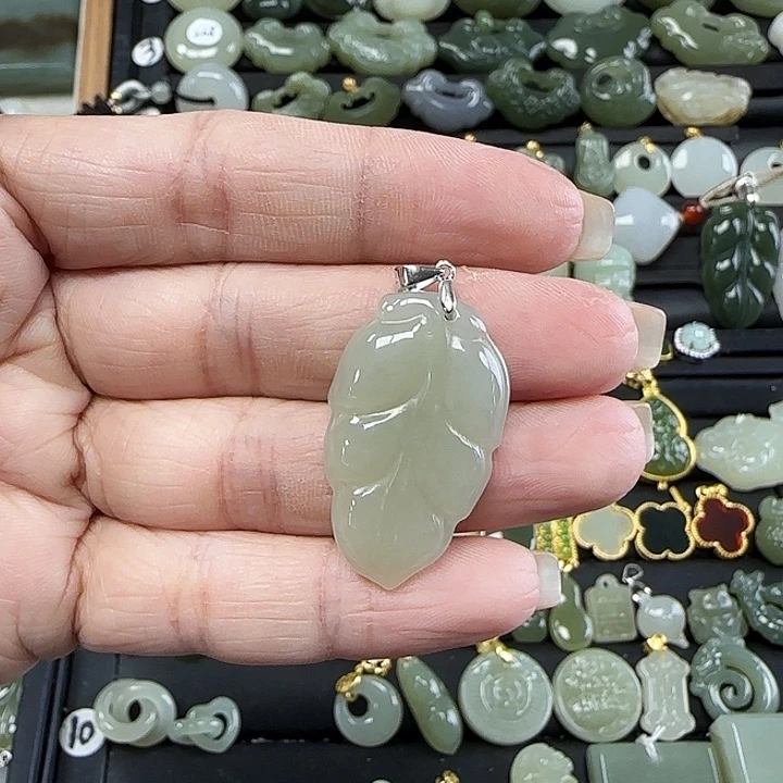 和田玉银S925镶嵌吊坠(不含链)沉**金