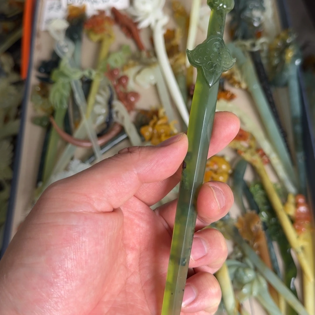 岫玉发饰未镶嵌宋**亿明君玉簪就是好看