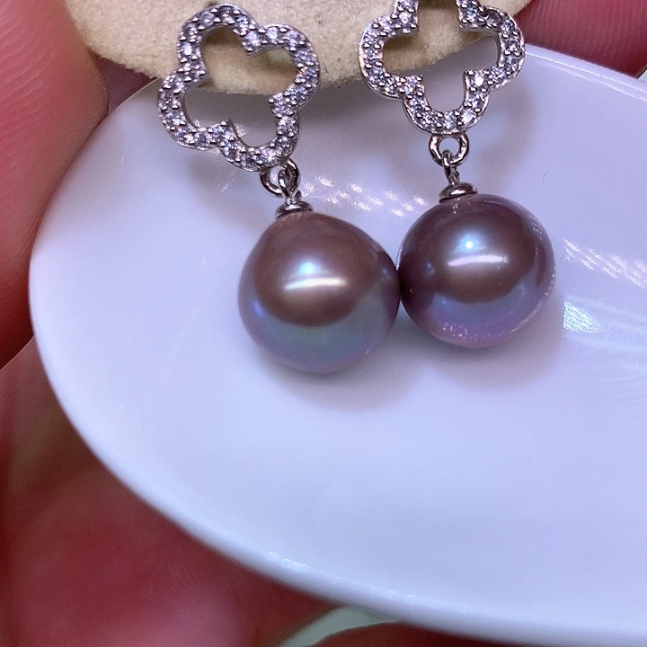 银S925镶嵌耳饰淡水珍珠