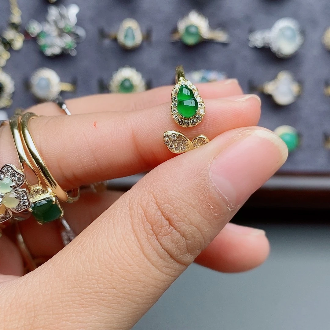 翡翠银S925镶嵌戒指11111