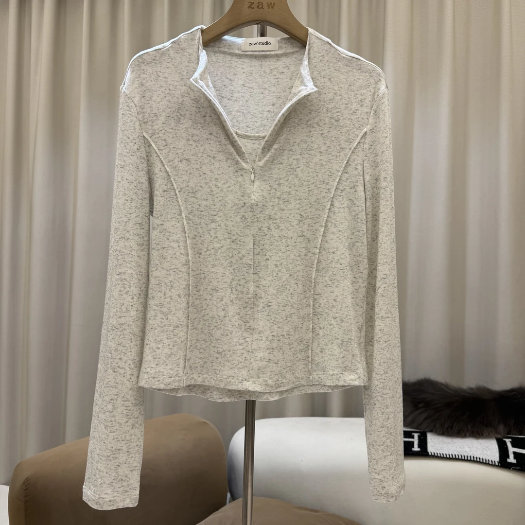 zaw大码女装T恤长袖打底衫内搭胖mm遮肉显瘦正肩上衣巨显瘦/25040