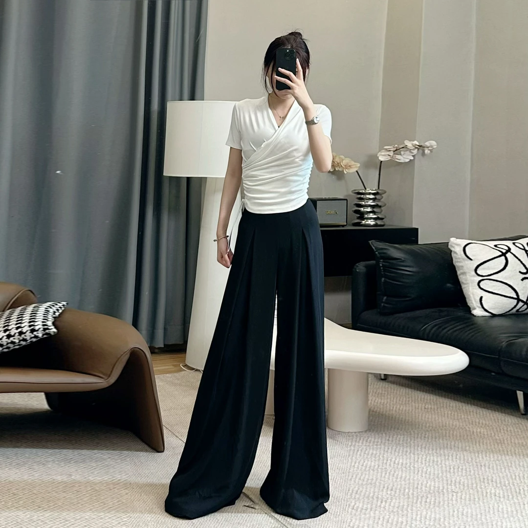 垂感西装裤女宽松高腰坠感夏季薄款西裤休闲裤子裙裤拖地长裤8721