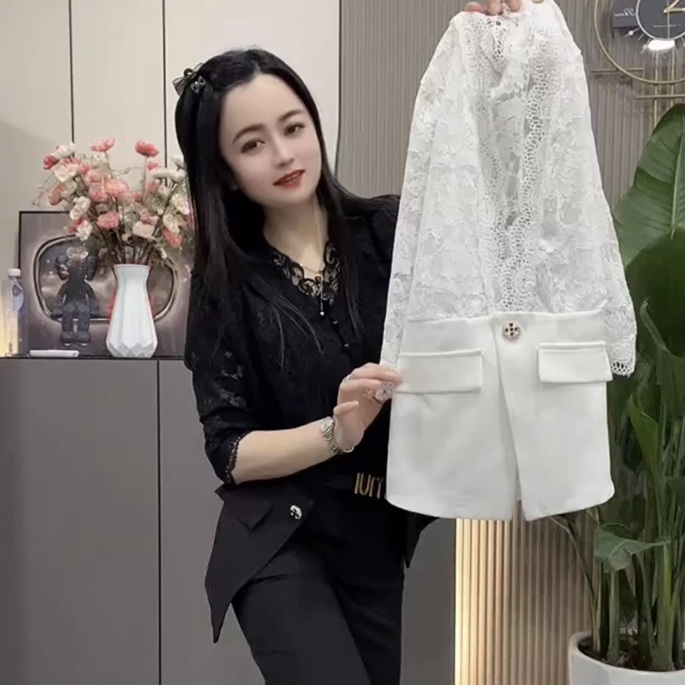 蕾丝拼接夏季百搭洋气衣服薄外套