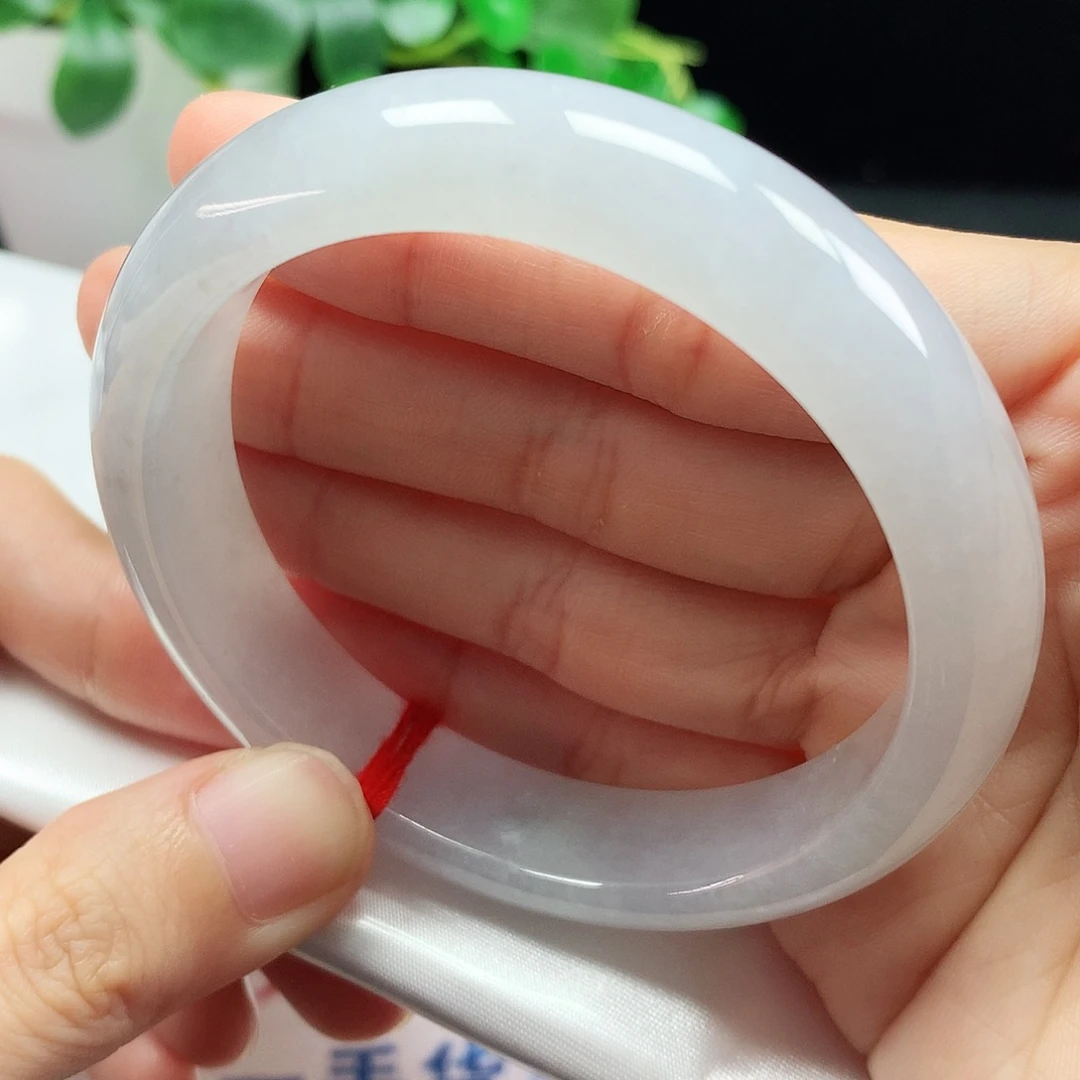 未镶嵌手镯翡翠55.7圈口白月光298