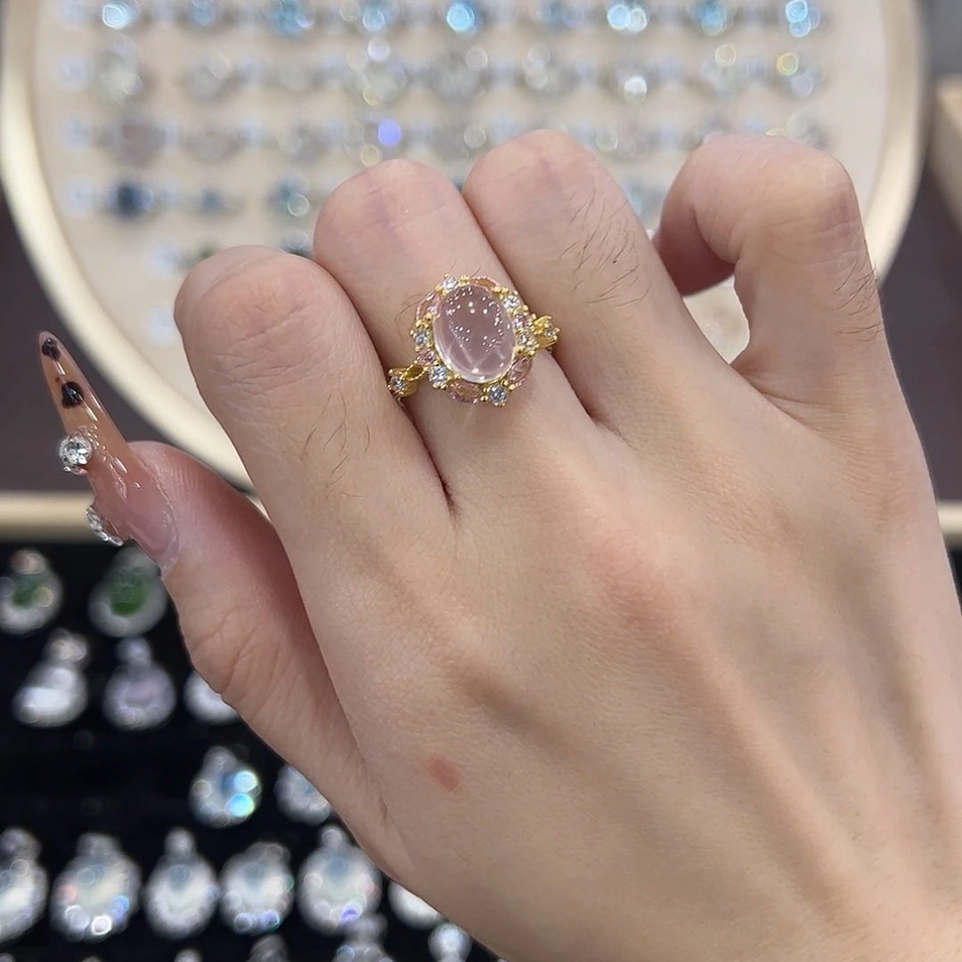 银S925镶嵌芙蓉石戒指