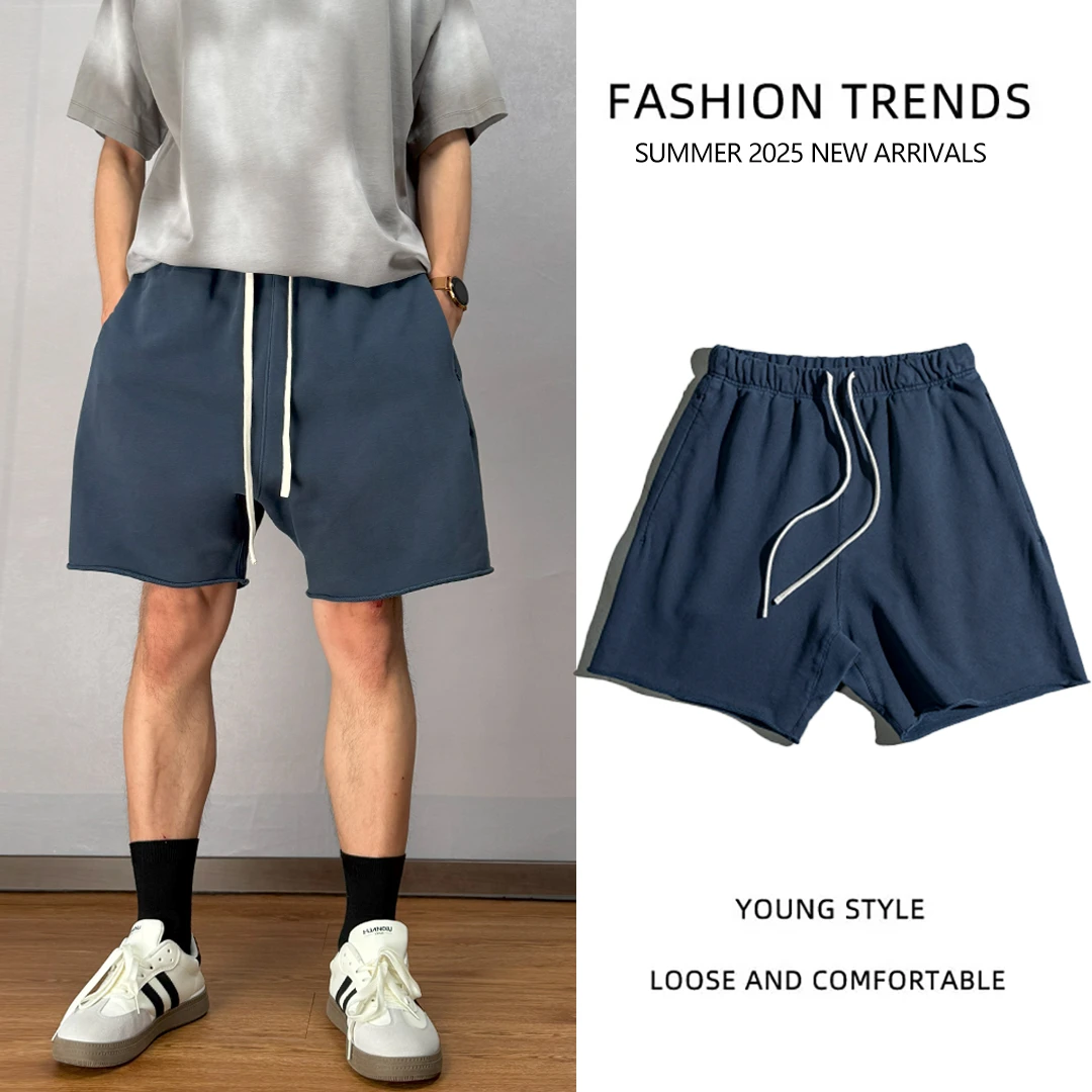 夏季ins透气短裤男潮流阔腿五分运动短裤男性抽绳简约耐磨卫裤