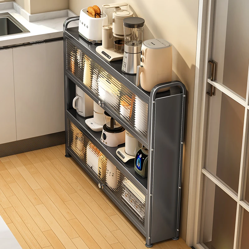 厨房超薄置物柜极窄边柜墙边储物带门小窄窄柜窄款落地多层收纳架