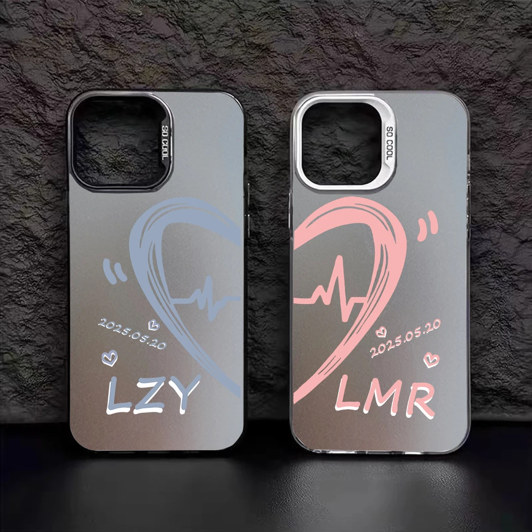 情侣手机壳定制爱心款适用苹果16华为vivo小米oppo全包防摔软壳