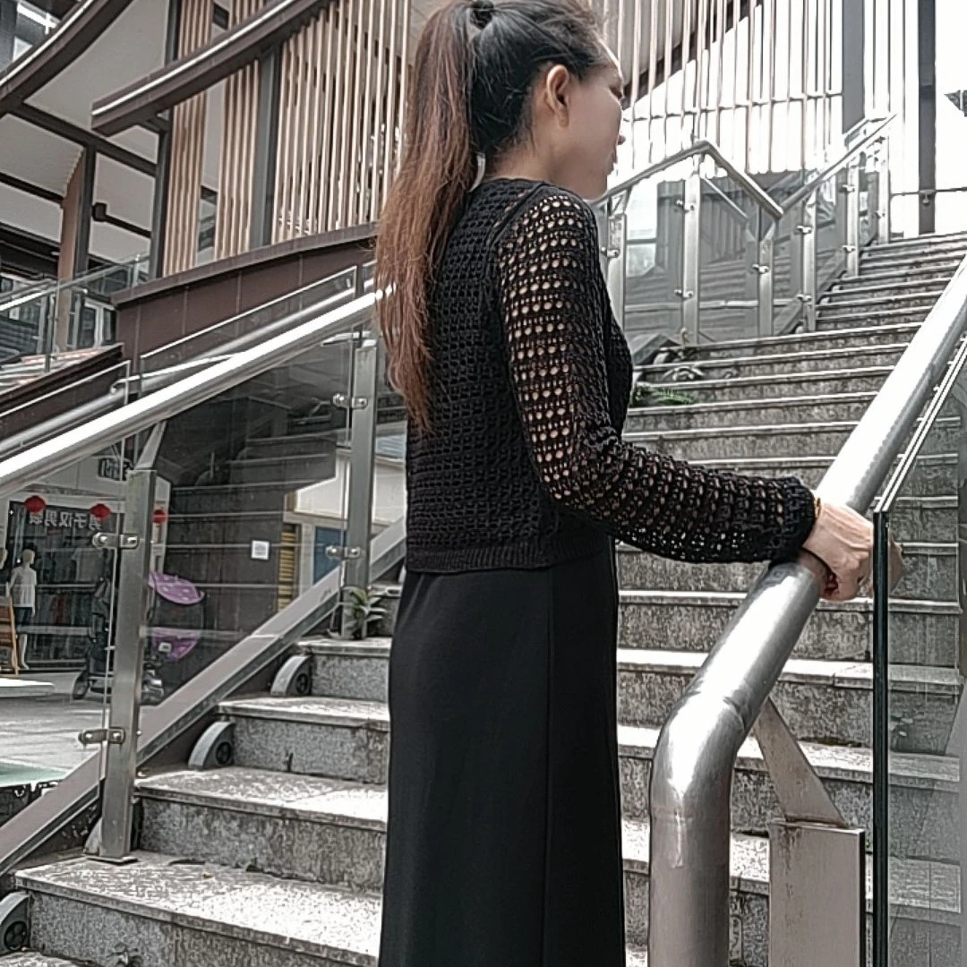 镂空复古港风女长袖短款毛针织衫韩版夏季春日慢人风时尚气质显瘦