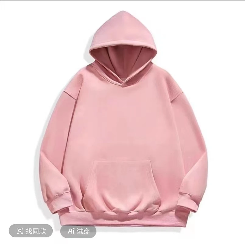 WY10001 N 春秋新款仿麂皮绒连帽卫衣男潮流简约宽松情侣百搭上衣