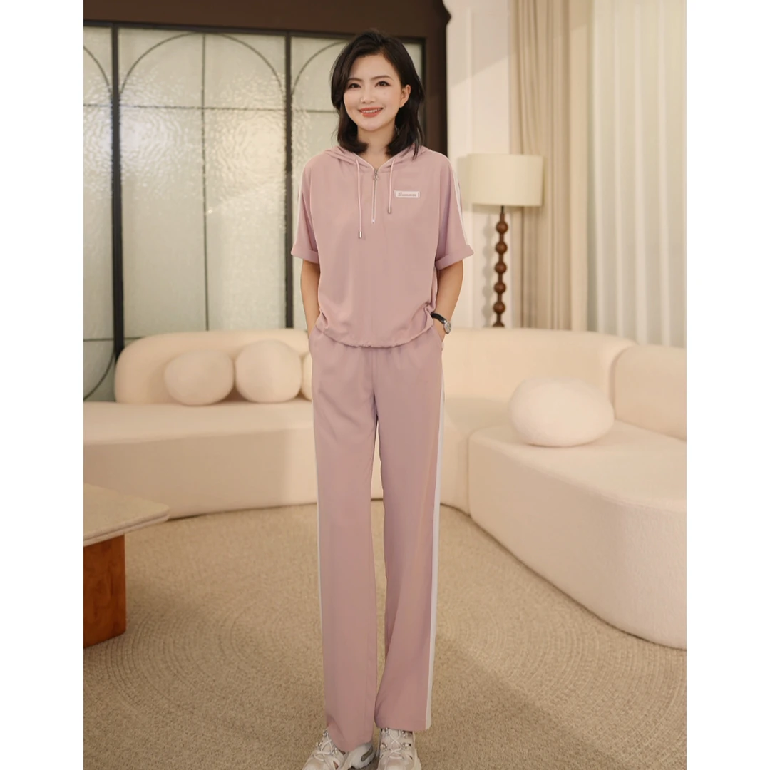 枫竺高端女装阿楠anan夏季新款时尚宽松薄款短袖套装两件套女夏装