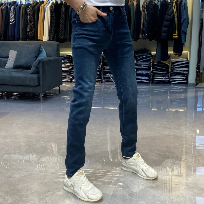 【也许家】新品男士潮流修身小脚弹力简约大气水洗蓝牛仔裤TH2259