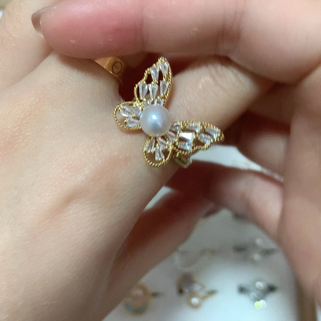 淡水珍珠戒指合金