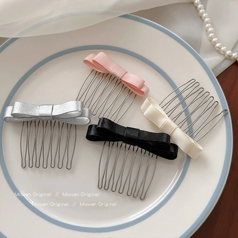 甜美蝴蝶结刘海梳发夹女碎发整理夹子发梳插梳发卡子盘发头饰