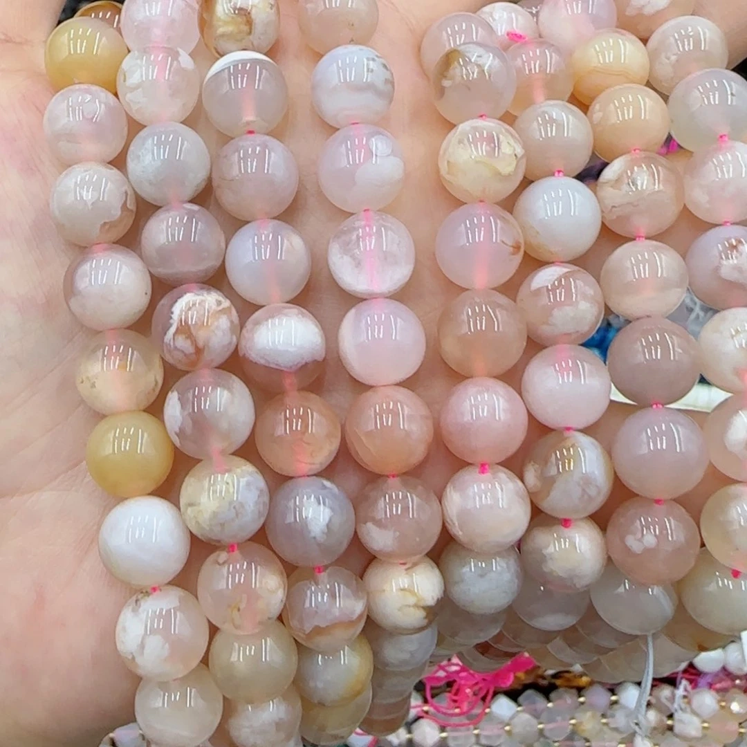 玛瑙/玉髓未镶嵌珠宝半成品樱花玛瑙一条卡十